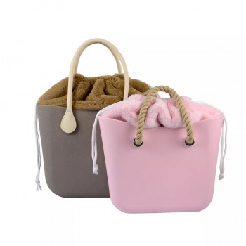 Якісна джинсова підкладка для сумки mini на зав'язках, чорна