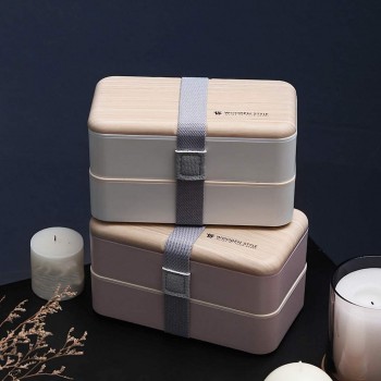 Ланчбокс Wooden style, 1200 мл - рожевий