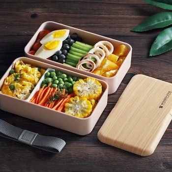 Ланчбокс Wooden style, 1200 мл - рожевий