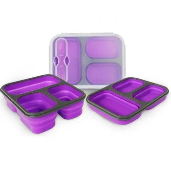 Ланч бокс складаний силіконовий 1100 мл Collapsible, Фіолетовий