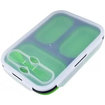 Ланч бокс складаний силіконовий 1100 мл Collapsible, Зелений