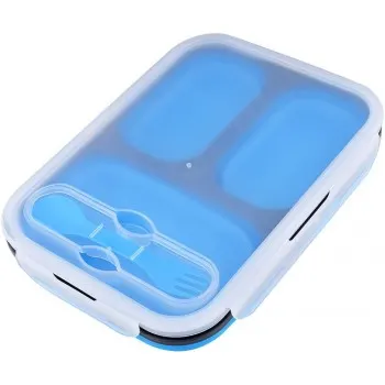 Ланч бокс складаний силіконовий 1100 мл Collapsible, Блакитний