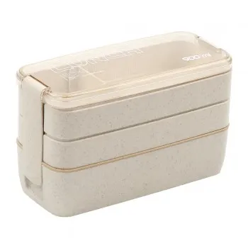 Набір для їжі з собою Ланч Бокс Еко 900 мл бежевий та термосумка Bang сіра