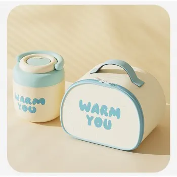 Вакуумний металевий термос для їжі 1.3 л Warm з термосумкою і ложкою - зберігає тепло до 8 годин