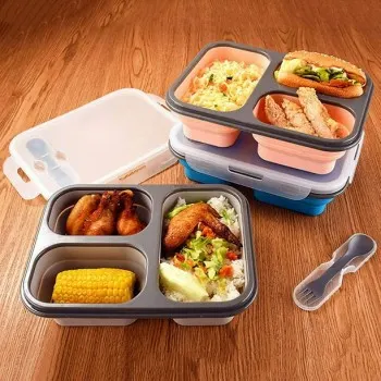 Ланч бокс складаний силіконовий 1100 мл Collapsible, Пудровий