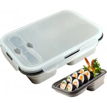 Ланч бокс складаний силіконовий 1100 мл Collapsible, Сірий