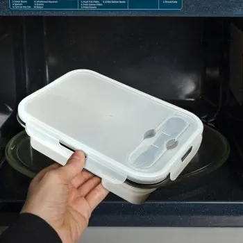 Ланч бокс складаний силіконовий 1100 мл Collapsible, Сірий