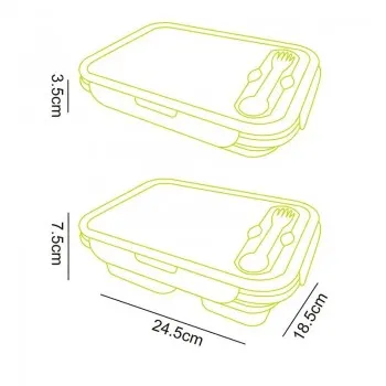 Ланч бокс складаний силіконовий 1100 мл Collapsible, Пудровий