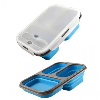 Ланч бокс складаний силіконовий 1100 мл Collapsible, Блакитний