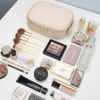 Большая дорожная косметичка Fungoofun EVA, водонепроницаемый бьюти-кейс с отделениями и вкладышем для кисточек, розовый