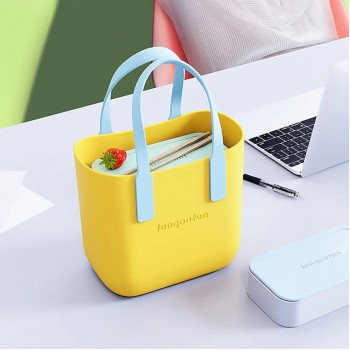 Жіноча каучукова сумка-шопер з косметичкою Fungoofun EVA, водостійка, набір 2в1, жовта