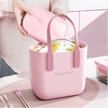 Жіноча каучукова сумка-шопер з косметичкою Fungoofun EVA, водостійка, набір 2в1, рожева