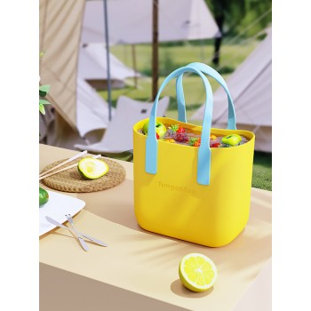 Жіноча каучукова сумка-шопер з косметичкою Fungoofun EVA, водостійка, набір 2в1, жовта