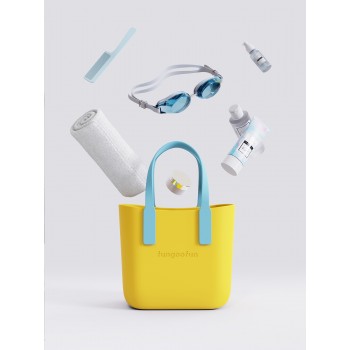 Жіноча каучукова сумка-шопер з косметичкою Fungoofun EVA, водостійка, набір 2в1, жовта