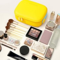 Большая дорожная косметичка Fungoofun EVA, водонепроницаемый бьюти-кейс с отделениями и вкладышем для кисточек, желтый