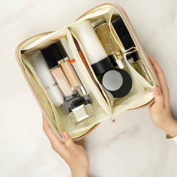 Компактна дорожня косметичка Fungoofun EVA, водонепроникний органайзер із вкладишем, бежевий