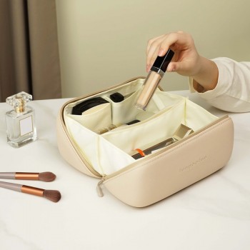 Компактна дорожня косметичка Fungoofun EVA, водонепроникний органайзер із вкладишем, бежевий