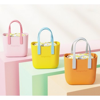 Жіноча каучукова сумка-шопер з косметичкою Fungoofun EVA, водостійка, набір 2в1, жовта