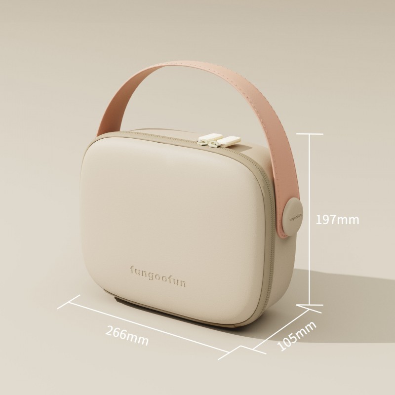 Большая дорожная косметичка Fungoofun EVA, водонепроницаемый бьюти-кейс с отделениями и вкладышем для кисточек, бежевый