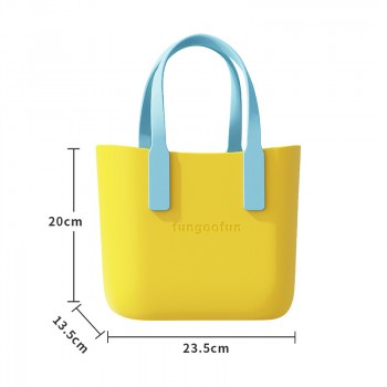 Жіноча каучукова сумка-шопер з косметичкою Fungoofun EVA, водостійка, набір 2в1, жовта