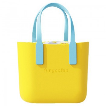Жіноча каучукова сумка-шопер з косметичкою Fungoofun EVA, водостійка, набір 2в1, жовта