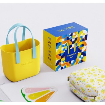 Жіноча каучукова сумка-шопер з косметичкою Fungoofun EVA, водостійка, набір 2в1, жовта