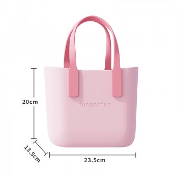 Жіноча каучукова сумка-шопер з косметичкою Fungoofun EVA, водостійка, набір 2в1, рожева
