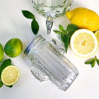 Кружка банка Кактус Mason Jar, 350 мл, прозора, 2 кришки