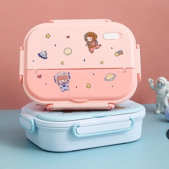 Большой ланч бокс 5 отделений Cosmo Food с супницей и приборами, 1.55л