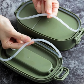 Пластиковий ланч бокс на 2 яруси з приладами Food 1550 мл зелений