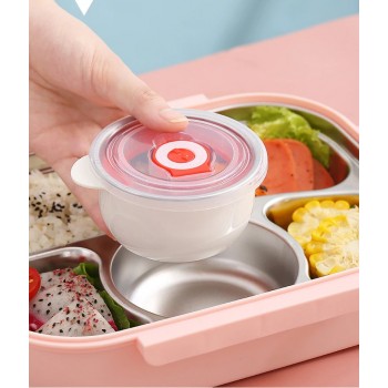 Большой ланч бокс 5 отделений Cosmo Food с супницей и приборами, 1.55л