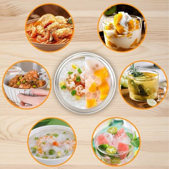 Металевий ланч бокс - термос із ложкою Soup 400 мл, Silver помаранчевий