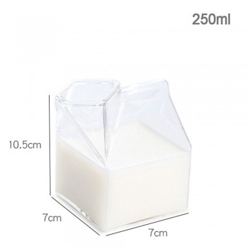Склянка молочник із боросилікатного скла у формі пакета молока Milk Box, 250 мл - стильна прозора чашка для кави, молока, десертів