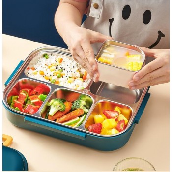 Термо ланч бокс на 5 відділень Waffle супниця і прилади 1250мл, салатовий