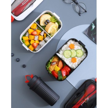 Комплект ланч-бокс 850 мл и бутылочка 350 мл Leaf, белый