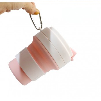 Складний кухоль 350 мл, eco cup з карабіном, рожевий