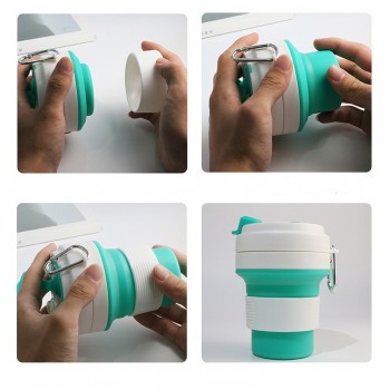 Складний кухоль 350 мл, eco cup з карабіном, рожевий