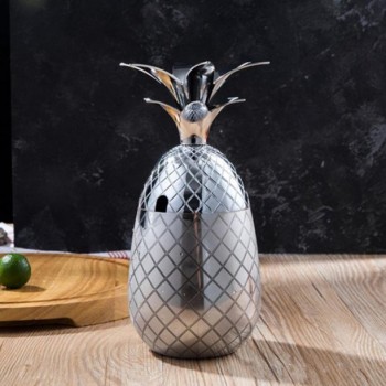 Бокал для коктейля ананас Pineapple из нержавеющей стали 500 мл, серебряный