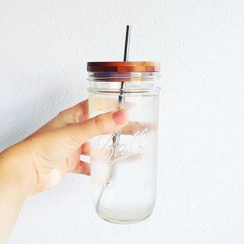 Банка Ball Mason Jars з дерев'яною кришкою та трубочкою, 750 мл