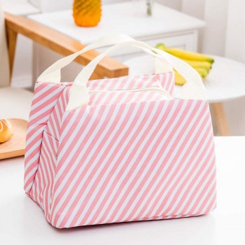 Сумка для ланчу (ланч бег) Смужка на блискавці, рожева