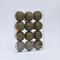 Набор ёлочных игрушек из ниточных шариков 6,5 см, 12 шт Черное золото
