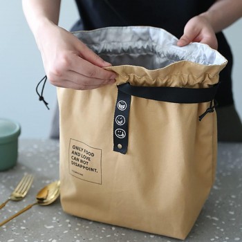 Термосумка шопер для еды и напитков, lunch bag  Smile коричневая 