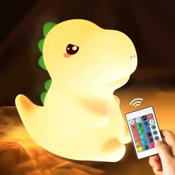 Дитячий акумуляторний нічник RGB на 16 кольорів із пультом - Динозавр