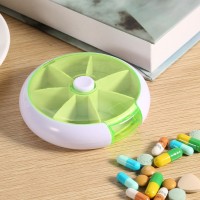 Круглая карманная таблетница на 7 отделений Pill Box Салатовая