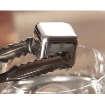 Металлические кубики для охлаждения виски 4 штуки + щипцы