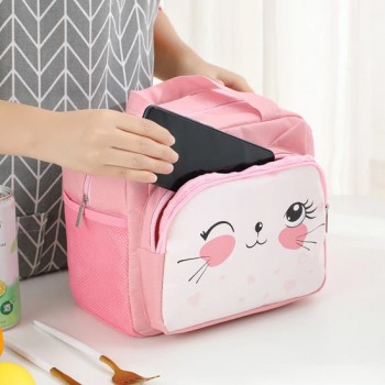 Темосумка для ланча/lunch bag с карманом Зайчик, розовая