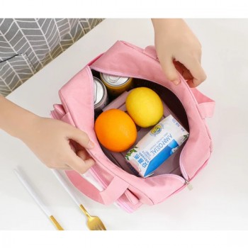 Темосумка для ланча/lunch bag с карманом Зайчик, розовая