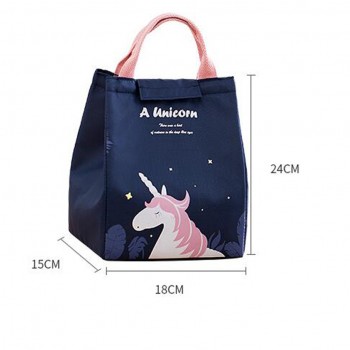  Сумка для ланча, ланч бэг на липучке Единорог, синяя