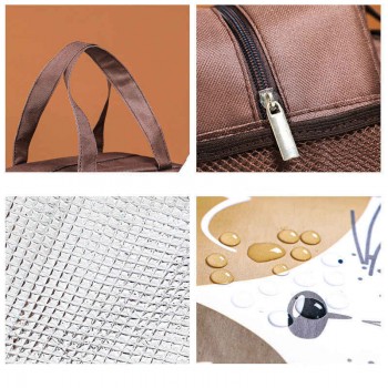 Темосумка для ланча/lunch bag с карманом Котёнок, коричневая