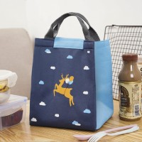 Сумка для ланча (lunch bag) на липучке Олени, синяя
